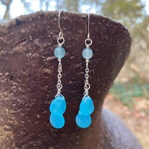 Handmade Silver and Blue Quartz Dangle Earrings
